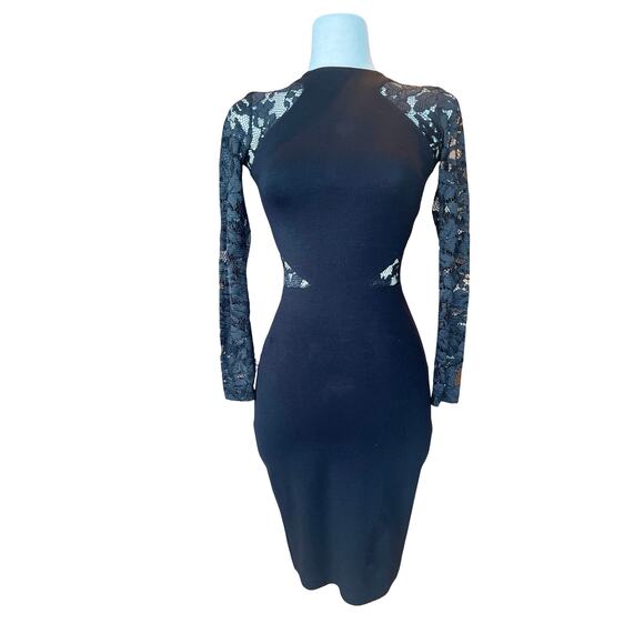 French Connection Viven  Lace Black  Cutout Cocktail Dress 2 - Picture 3 of 8